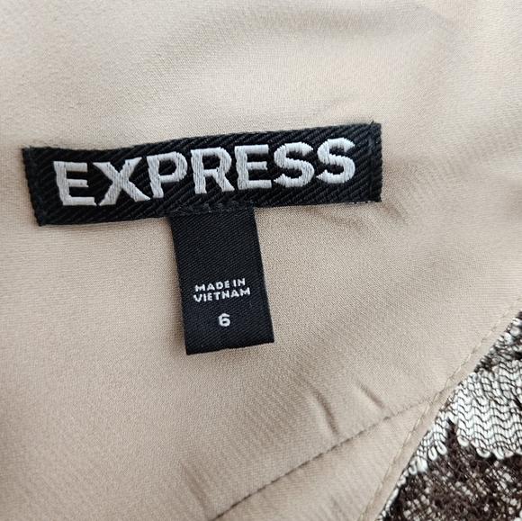 Express Gold Floral Lace Bodycon Mini Cocktail Dress Size 6 Women's A81 - Picture 9 of 10